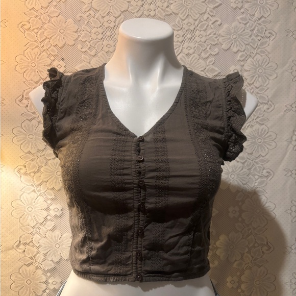 OAK + FORT Tops - Oak & Fort cropped shirt in green